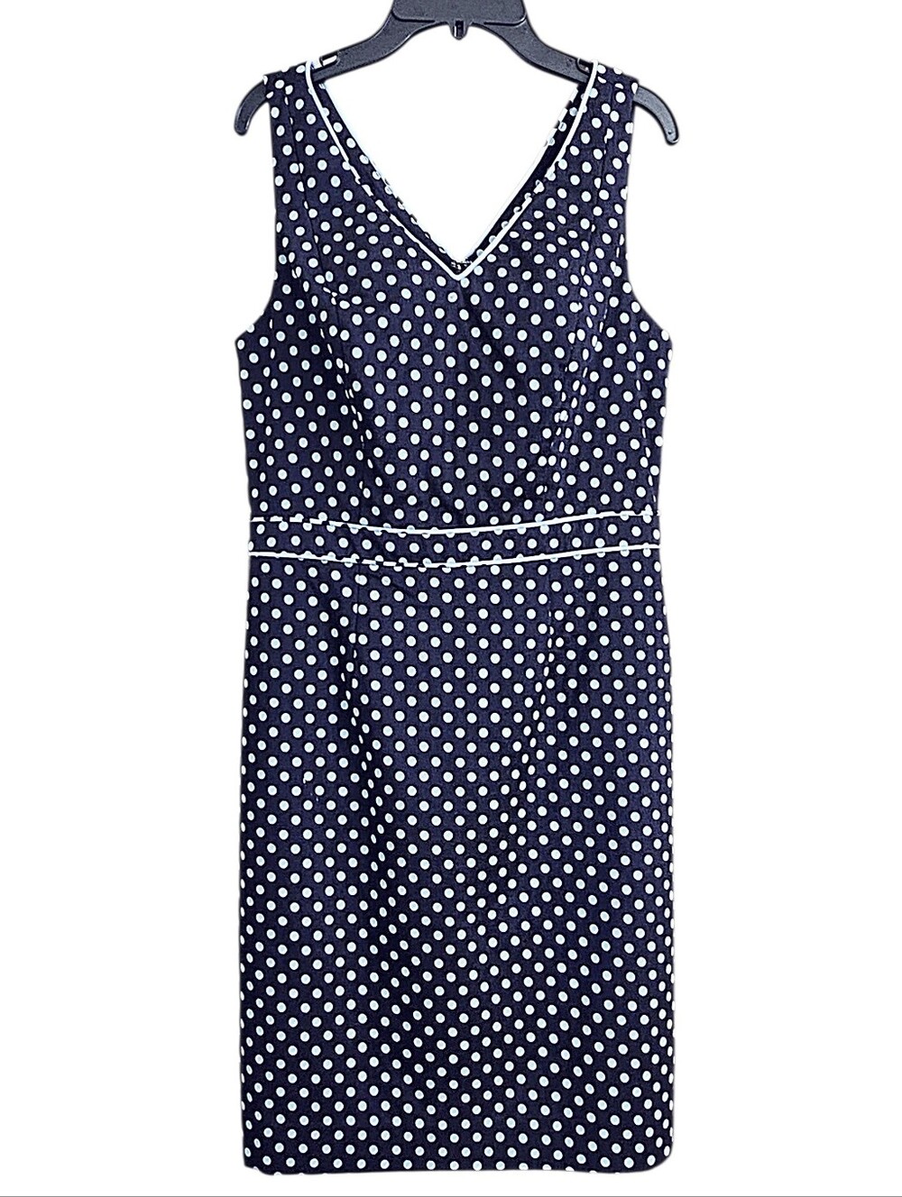 The Limited Navy Blue & Gray Polka Dot V Neck Tailored Sheath Dress Size 2